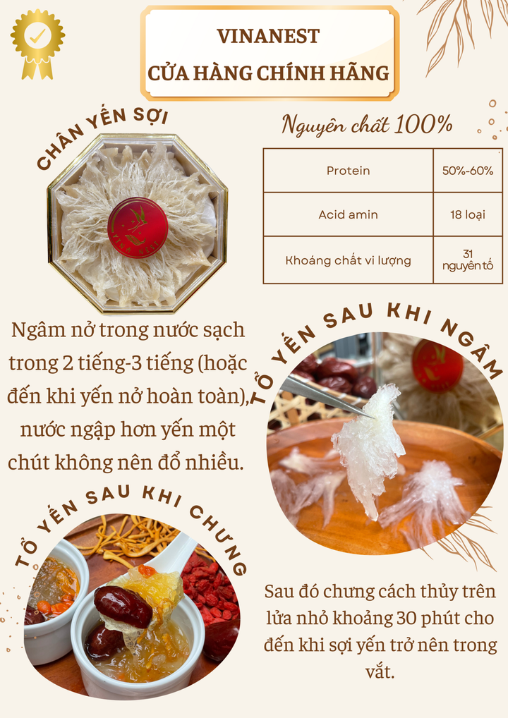 Vinanest Bird’s Nest Origin 1 (Chân Yến Sợi) 100GR