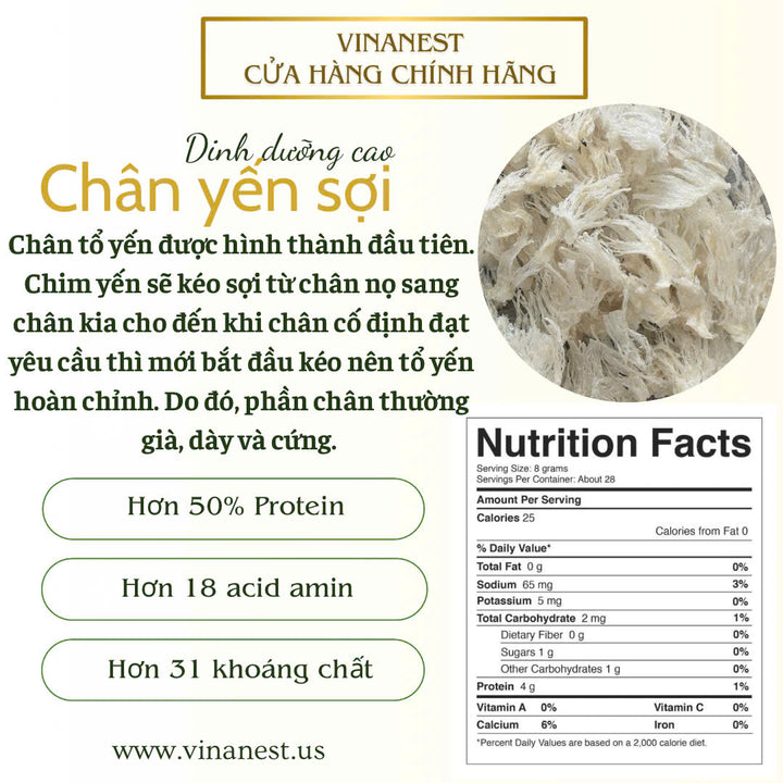Vinanest Bird’s Nest Origin 1 (Chân Yến Sợi) 100GR
